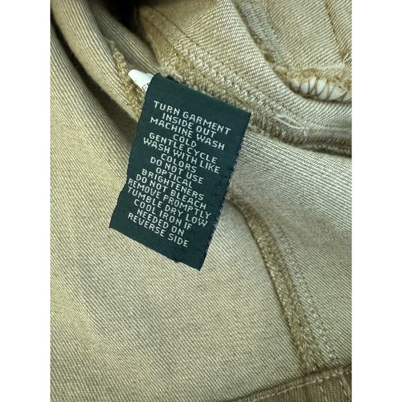 Ralph Lauren RLR Stretch Denim Jacket Camel SZ 16 Sheep Leather Trim Mandarin - Picture 9 of 16